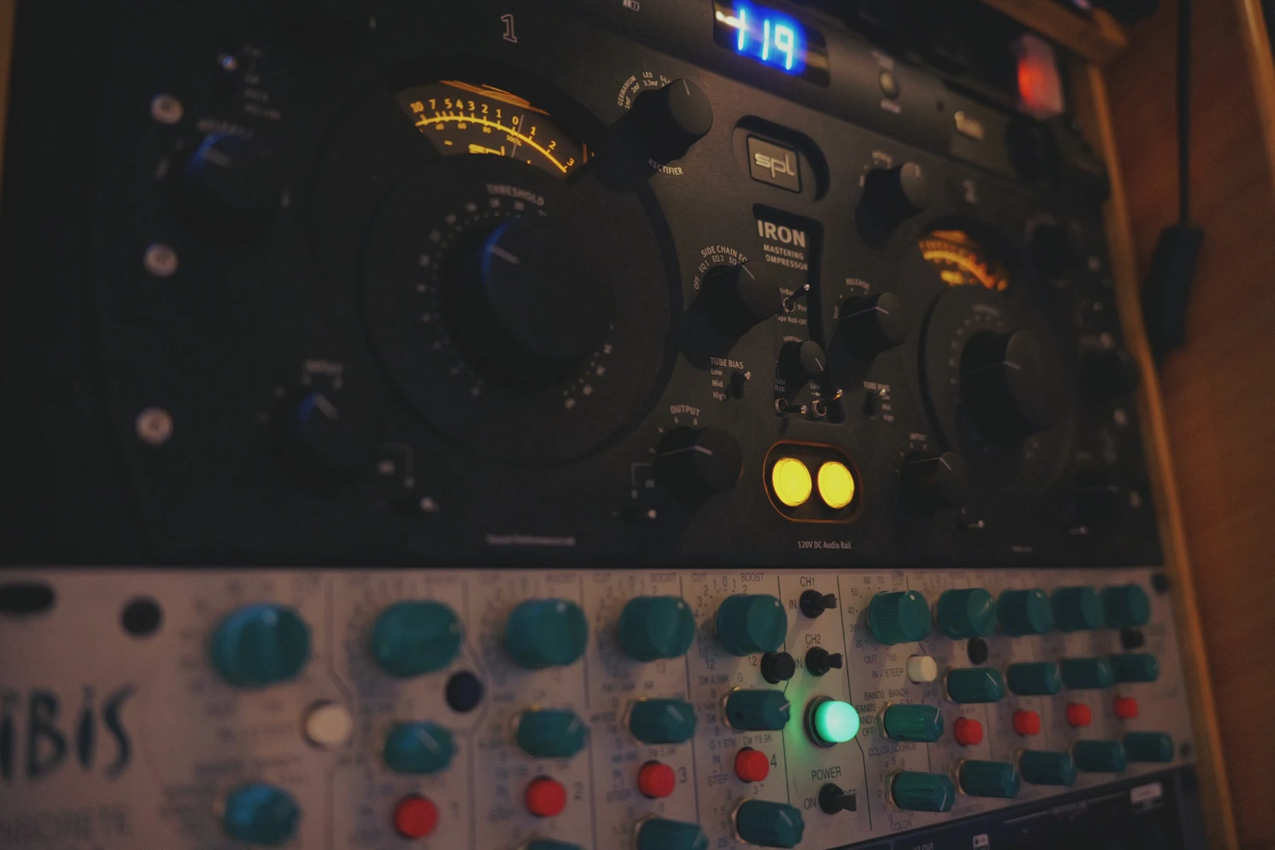 Audio processing equipment in the Etymology studio